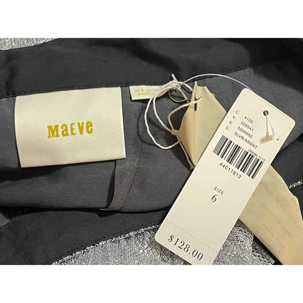 Anthropologie Maeve Metallic Silver Skirted Pants NWT Size 6 (Small) - Picture 7 of 13